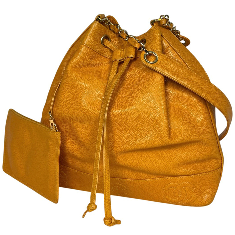 Chanel CHANEL Shoulder Bag, Triple Coco Mark, Drawstring Type, Caviar Leather...